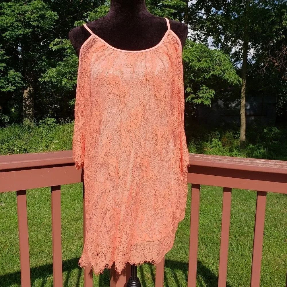Alya Ladies Laceย Overlay ColdโShoulderโMidiโSummerโโDress,โszโXS